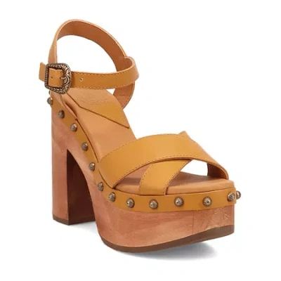 Dingo Lotus Ankle Strap Platform Sandal In Yellow