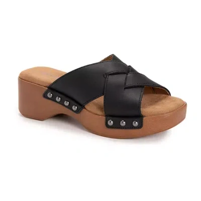 Muk Luks Womens Cadence Wedge Sandals In Black