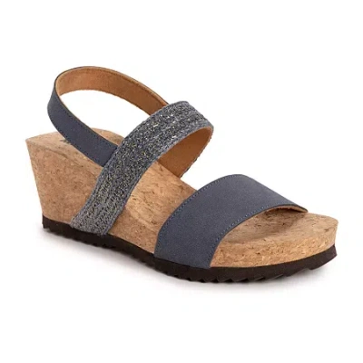 Muk Luks Womens Wendy Wedge Sandals In Blue