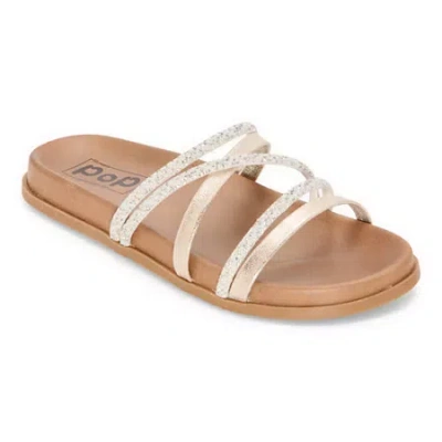 Pop Teodora Womens Criss Cross Strap Footbed Sandals In Multi