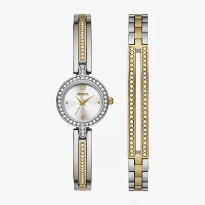 Geneva Ladies Womens Crystal Accent Silver Tone 2-pc. Watch Boxed Set Fmdjset078 In Metallic