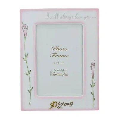 Roman 4" X 6" 50th Wedding Anniversary 2pc Set Tabletop Frame In White