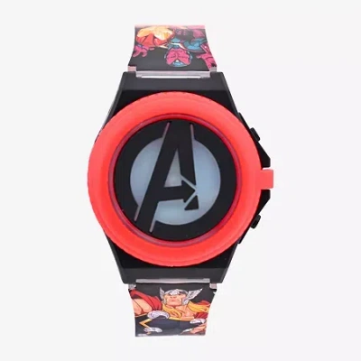 Marvel Avengers  Boys Digital Multicolor Strap Watch Avg4523jc In Black