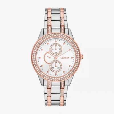Geneva Ladies Womens Crystal Accent Two Tone Bracelet Watch Fmdjm265 In Pink