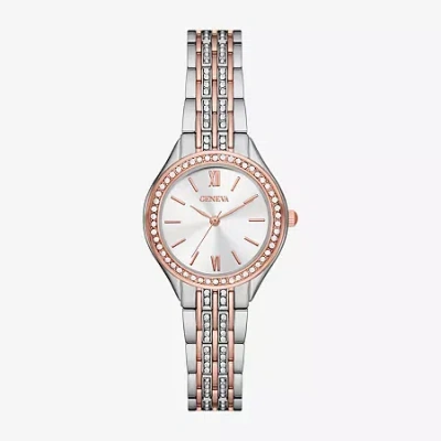 Geneva Ladies Womens Crystal Accent Silver Tone Bracelet Watch Fmdjm253 In Metallic