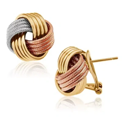 Fine Jewelry Made In Italy Sterling Silver 15.5mm Knot Stud Earrings In Gold