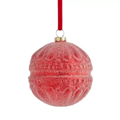 Martha Stewart Glass Ball Macaroon Christmas Ornament In Red