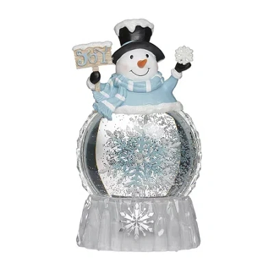 Roman 9"h Lighted Snowman With Rotating Snowflake Christmas Tabletop Decor In Multi