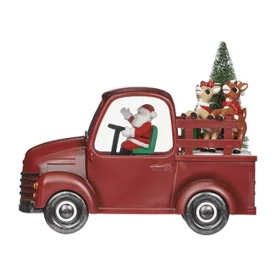 Roman 10"w Lighted Swirl Rudolph Red Truck Christmas Tabletop Decor In Red