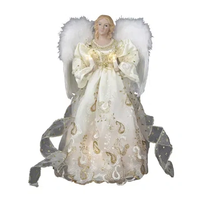 Kurt Adler 14" Gold Angel Lighted Christmas Tree Topper In Multi