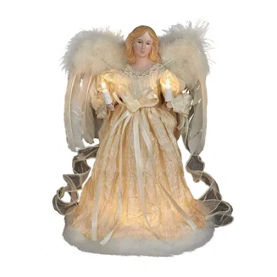 Kurt Adler 12" Ivory Lighted Angel Christmas Tree Topper In White