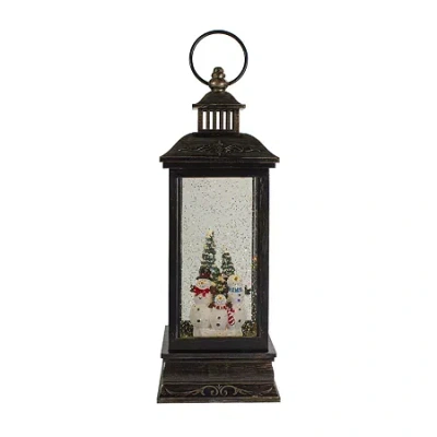 Northlight 11" Led Snowman Family Brushed Lantern Decorative Lantern In Black