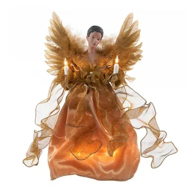 Kurt Adler 13" African American Gold Angel Lighted Treetopper In Multi