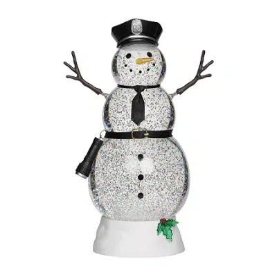 Roman 11"h Lighted Swirl Snowman Police Christmas Tabletop Decor In White