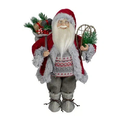 Northlight 18" Standing Santa With Snow Shoes And Presents Christmas Figurine In Multi