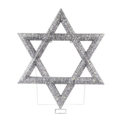 Northlight 36" Led Lighted Sequined Star Of David Christmas Yard Art In Silver