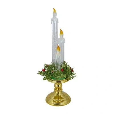 Northlight 15" Lighted Water Candle With Foliage And Berries Flameless Candle In Gold