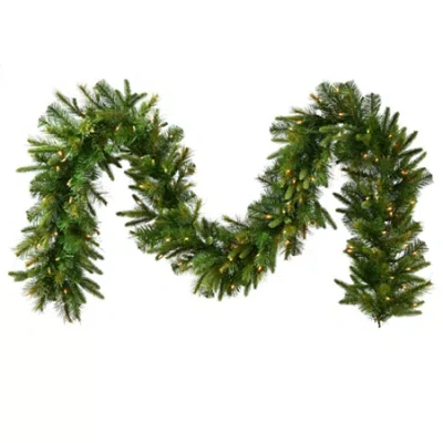 Vickerman 9' Cashmere Christmas Garland With 150 Warm White Led Lights In Green