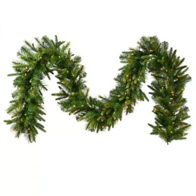 Vickerman 9' Cashmere Christmas Garland With 100 Warm White Led Lights In Green