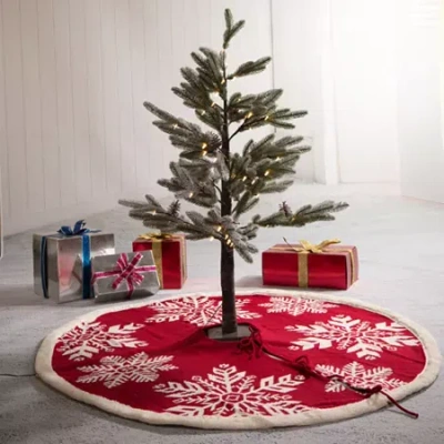 Glitzhome Acrylic Indoor Tree Skirt In Red