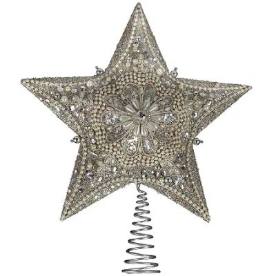 Kurt Adler 13.5" Platinum Star With Glitter Treetopper In Metallic