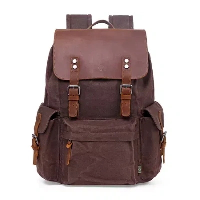 Tsd Brand Stone Creek Waxed Canvas Laptop Backpack In Brown