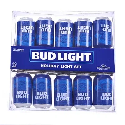 Kurt Adler Budweiser Bud Light Beer Can New Logo Light Set In Blue