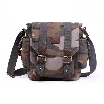 Tsd Brand Camo Crossbody Messenger Bag In Gray
