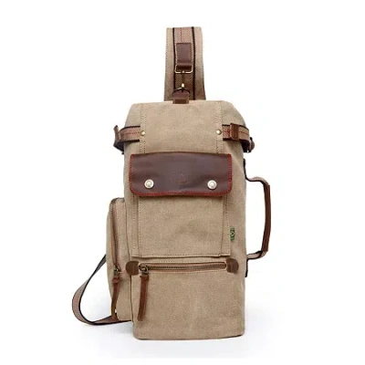 Tsd Brand Hill Side Canvas Sling Bag Unisex Adult Adjustable Straps Padded Straps Backpack In Brown