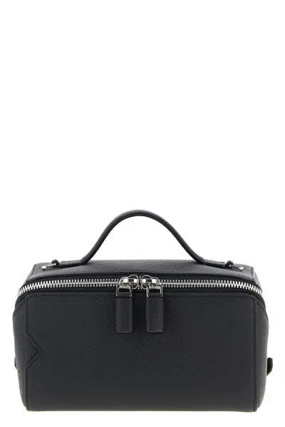 Valextra V-line Crossbody Bag In Black