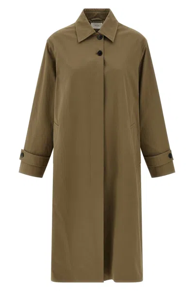The Row Lolana Coat Long Sleeves Notched Lapel In Green