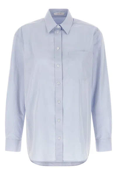 The Row Gavina Long Sleeve Shirt Straight Cut Collar In Blue