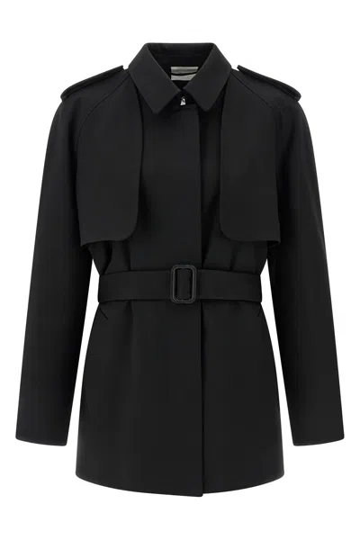 The Row Usuaia Trench Coat Belted Waist Design In Black