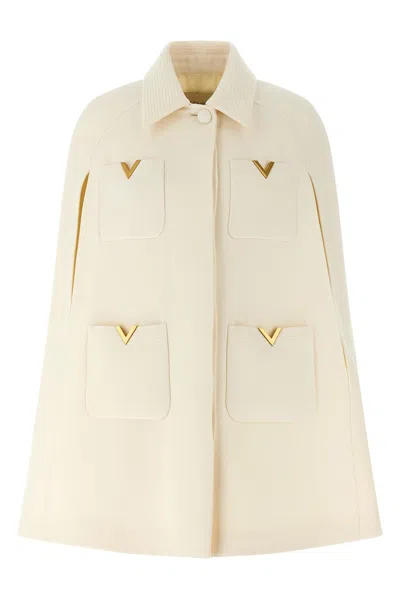 Valentino Drill Hood Capes White In Neutral