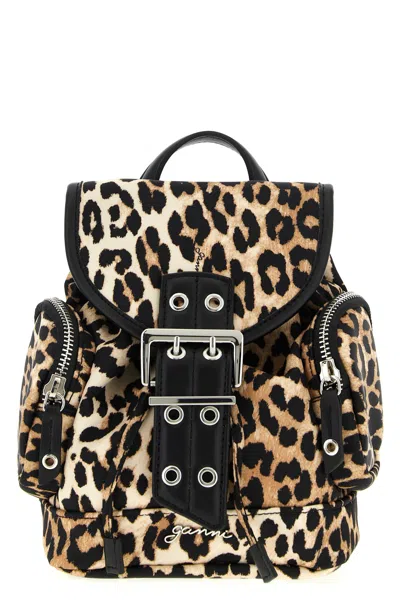 Ganni Animalier 'bucky' Backpack In Brown