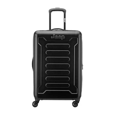 Jeep Jh004c Checked-medium 24 Inch Hardside Expandable Luggage With Spinner Wheels In Black