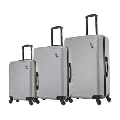 Dukap Discovery 3-pc.hardside Lightweight Spinner Luggage Set In Silver
