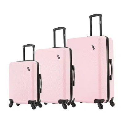 Dukap Discovery 3-pc.hardside Lightweight Spinner Luggage Set In Pink