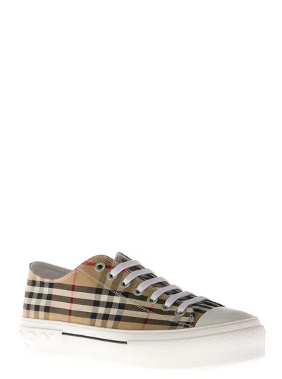 Burberry Check Motif Canvas Sneakers In Brown