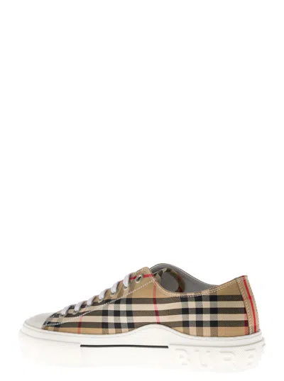 Burberry Check Motif Canvas Sneakers In Brown