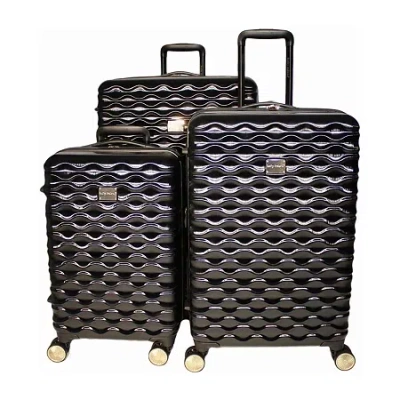 Kathy Ireland Maisy 3-pc. Hardside Expandable Lightweight Luggage Set In Black