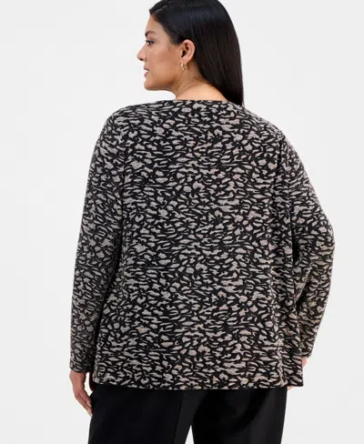 Alex Evenings Plus Size Metallic Jacket & Top Twinset In Brown