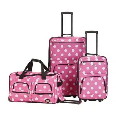 Rockland Spectra Polka Dot 3-pc. Softside Luggage Set In Pink