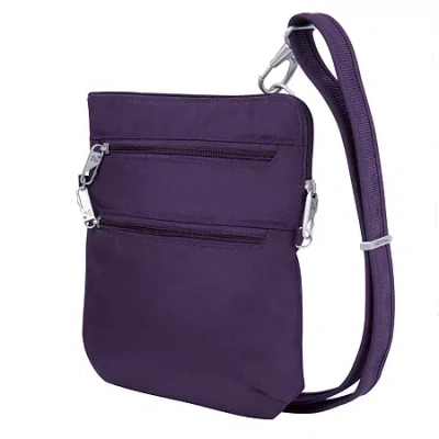 Travelon Anti-theft Classic Slim Double Zip Crossbody Bag In Purple