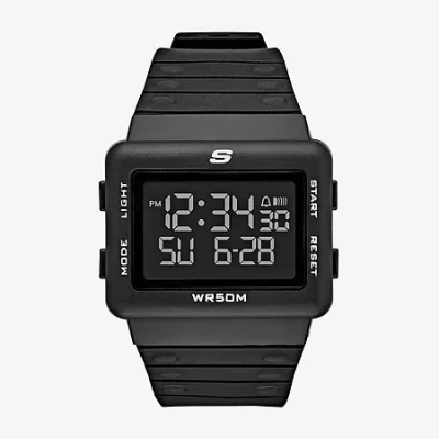 Skechers Larson Mens Chronograph Digital Black Strap Watch Sr1077 In Black