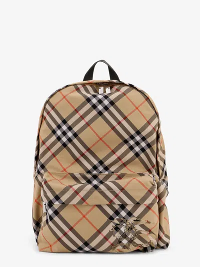 Burberry Check Pattern Backpack With Front Pocket In Multi