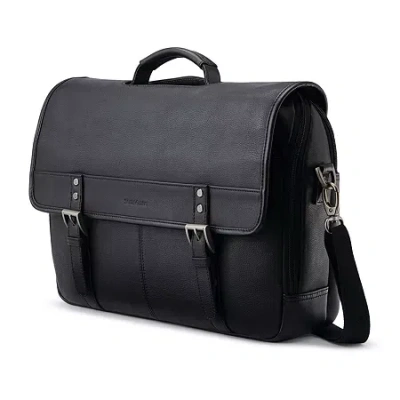 Samsonite Classic Leather Messenger Bag In Black