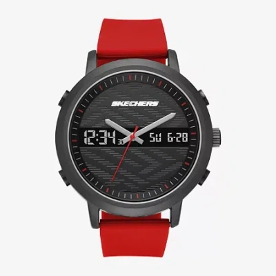 Skechers Lawndale Mens Chronograph Red Strap Watch Sr5073 In Red