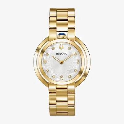 Bulova Rubaiyat Womens Diamond Accent Gold Tone Stainless Steel Bracelet Watch 97p125 In Gold