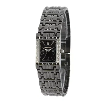 Fine Jewelry Personalized Dial Womens Diamond-accent Square Black Bracelet Watch In Gray